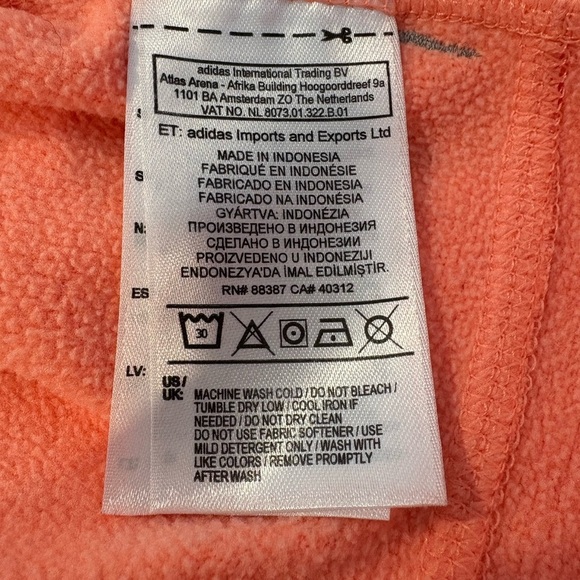 Adidas Women's Response Icon Hooded Sweatshirt Coral with White Stripes Size L - Picture 8 of 12